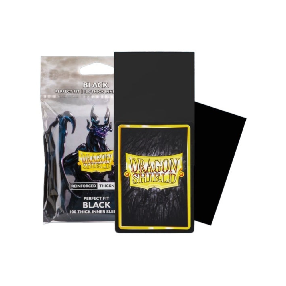 Dragon Shield - Standard Size Perfect Fit Thick Inner Sleeves Toploading - Black (100)