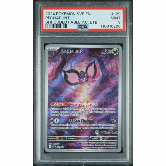 Pecharunt SVP 129- SV Black Star Promos / (Pokemon Center) PSA 9
